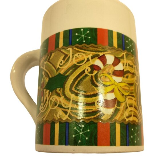 Royal Norfolk Christmas Coffee Cup Mug Joy Cardinal Abstract Design Holly Tree - Picture 2 of 9